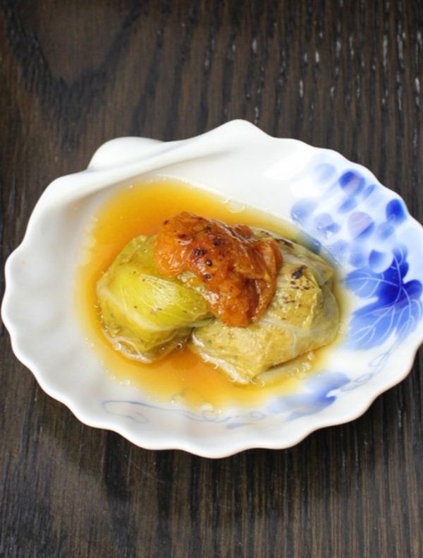 鴨と百合根のキャベツ包み　￥1,200