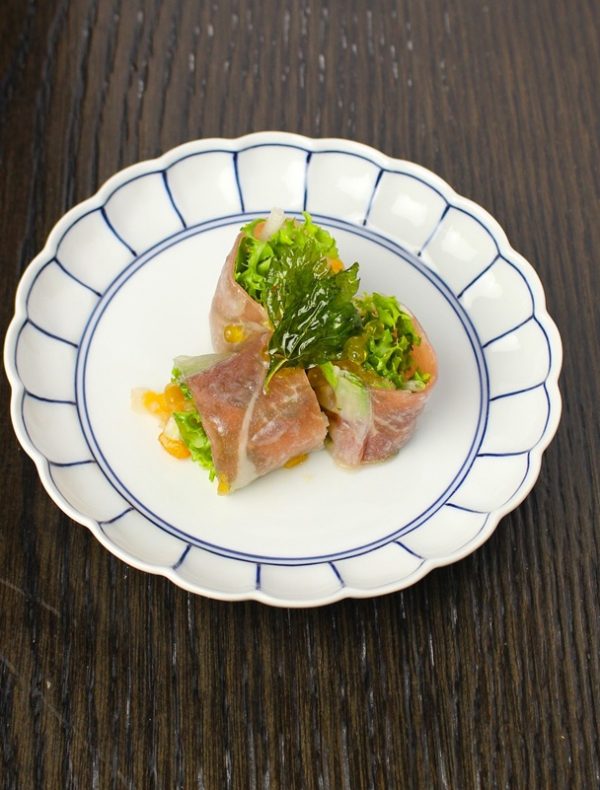 柿とセロリの生春巻き　￥1,100
