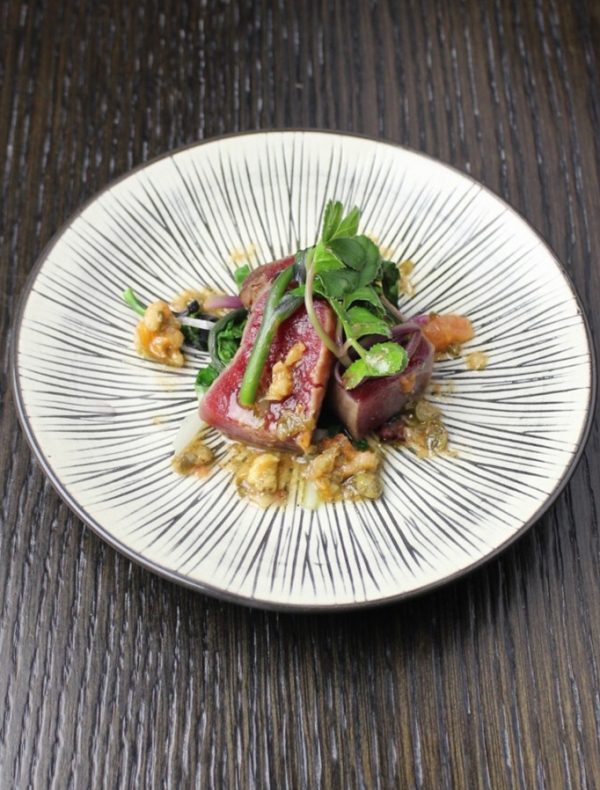 本鮪と山菜　焦がしバターソース　￥1,800