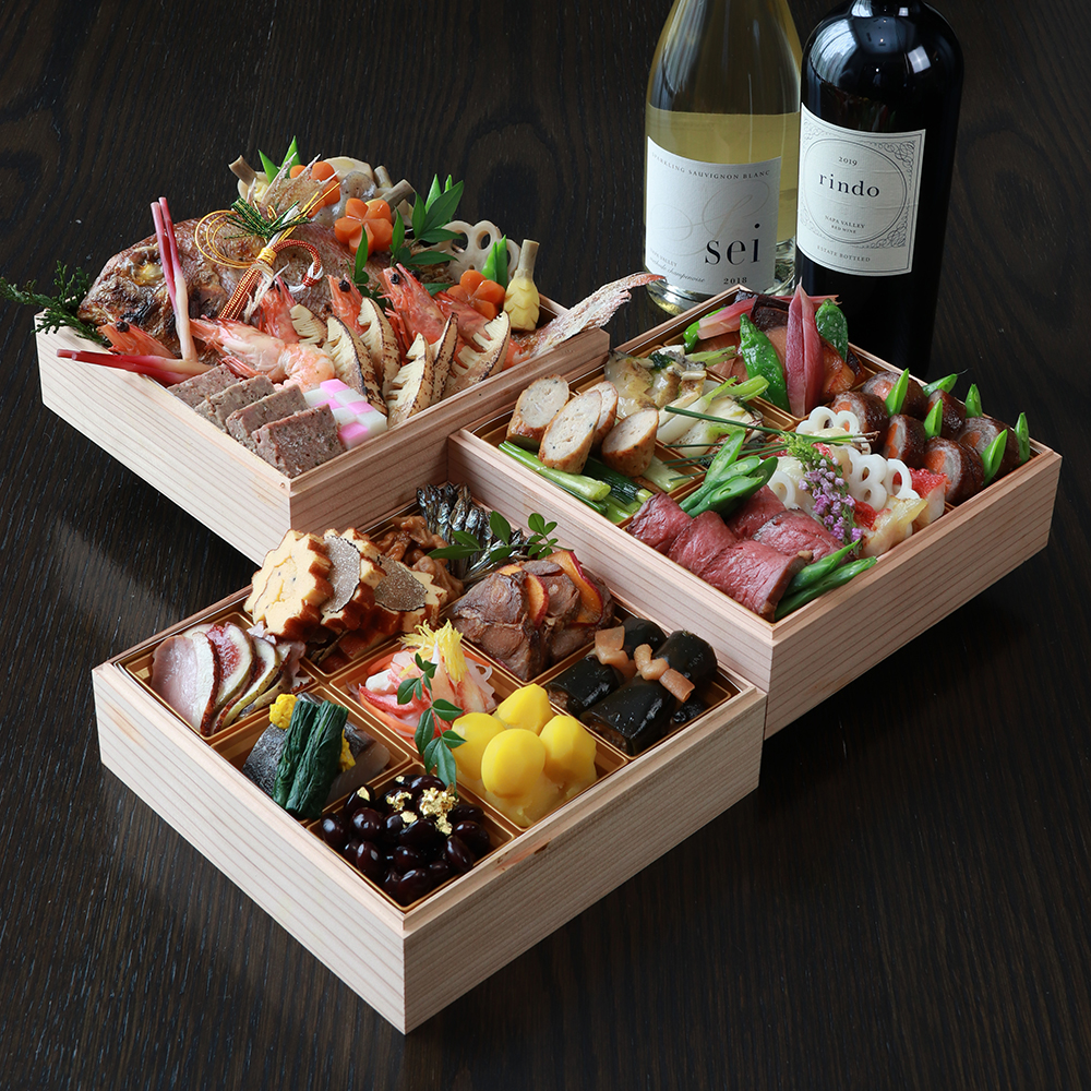 おせち料理ミニチュアセットとワイン to-un-be特製】2026ワインに合う創作フレンチおせち2段12品